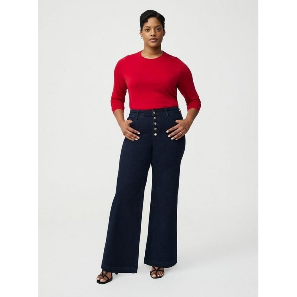 Torrid High-Rise Wide Leg Vintage Stretch Jeans Dark Wash 18R Button Fly
